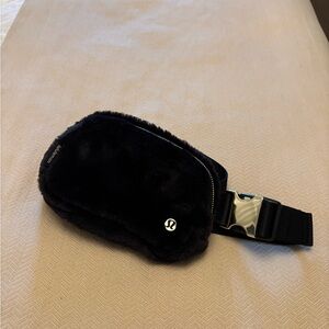 lululemon athletica Black Faux Fur Fanny Pack